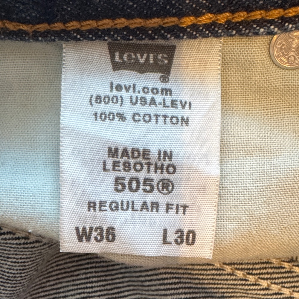 Levi's Men's 505 Regular Fit Blue Jeans W36 L30 - Picture 2 of 8